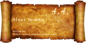 Alexi Aranka névjegykártya